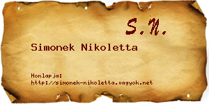 Simonek Nikoletta névjegykártya